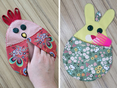 Easter PDF Sewing Patterns – Chicken Potholder and Bunny Pocket Organizer - Image 3
