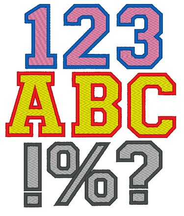 Stickdatei - 10cm College Buchstaben und Zahlen gefüllt Alphabet Zahl - Bild 3
