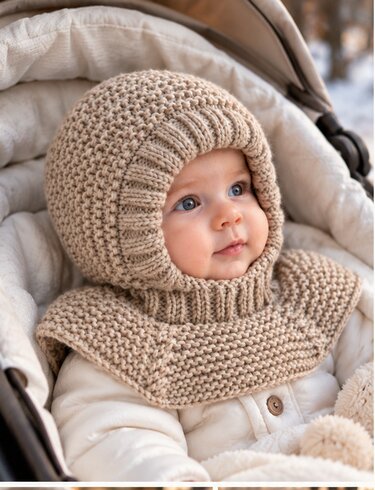 Baby Balaclava Knitting Pattern – Helmet Hat with Shoulder Cape 0–3 Months - Image 2