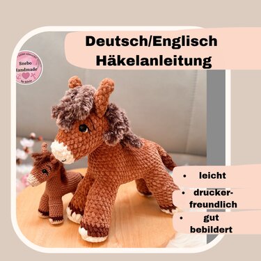 Deutsche/Englische PDF-Häkelanleitung zu Esel Don Alvaro