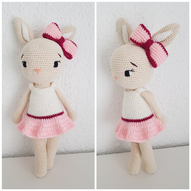 XL Hasendame mit Kleidchen Häkelanleitung (ca.35 cm)