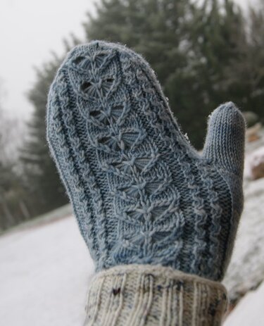 Anleitung  Handschuhe/ Fäustlinge (gefüttert) - Wechseltrick "Winterherz" - Stricken