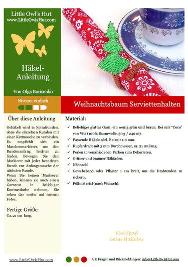100DE Häkelanleitung Weihnachtsbaum Serviettenhalter - PDF Borisenko CP