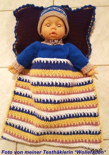 Schlafsack für Puppenwagen oder Bettchen - Häkelanleitung