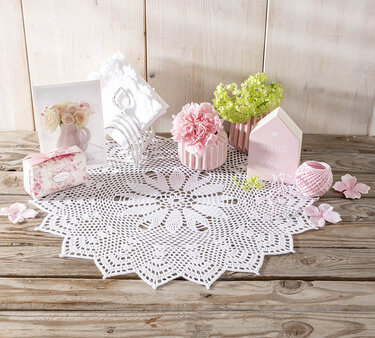 3-teiliges weißes Deckchen-Set - Häkeln