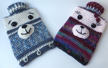 "Lea + Leo" der lustige Wärmflaschenbezug zum Kuscheln - Häkelanleitung
