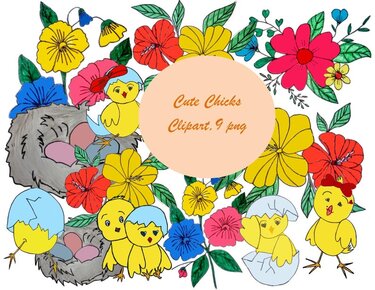Cute chickens clipart, 9 format PNG, chickens clipart - Crafts