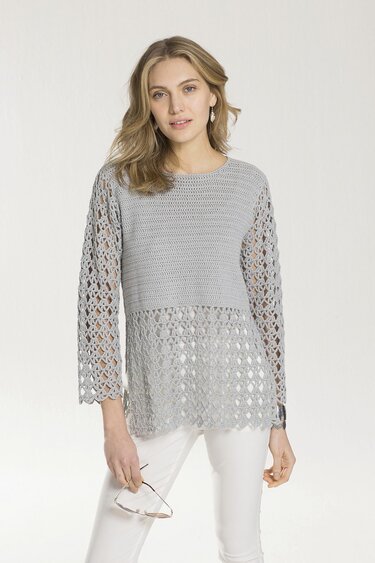 Häkelanleitung: Pulli in silbergrau