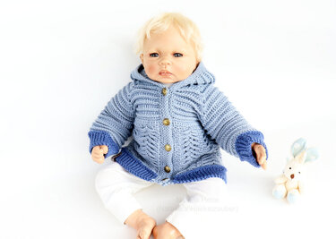 Baby & children's jacket “Lars”  Sizes 0 m.-5 y. (raglan, relief pattern) - Crochet