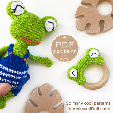 Crochet pattern Frog Teething ring