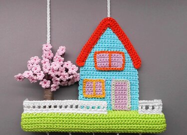 Hanging decoration spring cherry blossom - easy from scraps of yarn - Image 2