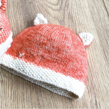 Fuchs Mütze - Neugeborene, Babys Strickanleitung Größe Kopfumfang ca.40 cm