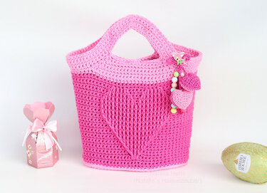 Tasche (Geschenkverpackung) mit dem Herz (2 Gr.) - Häkeln