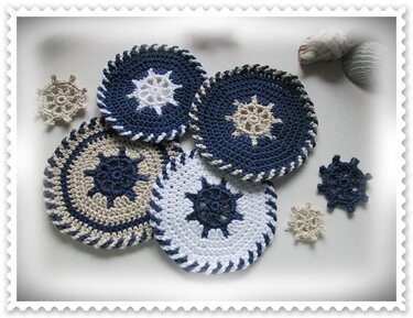 Häkelanleitung Untersetzer Steuerrad aus Wollresten