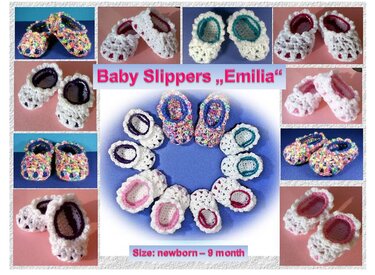 Baby Slippers "Emilia"  - Crochet