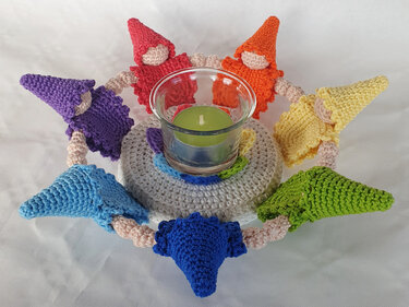 Häkelanleitung Teelichthalter Zwergentanz