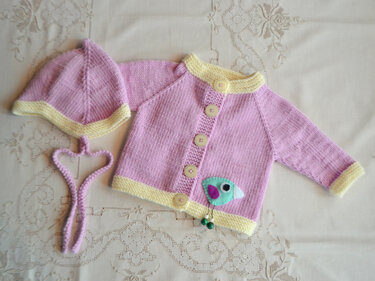 BABY SET IN 3 GRÖßEN -  JACKE MIT APPLIKATION UND TEUFELSMÜTZE * RVO - Stricken
