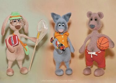 062 Crochet Pattern - Hare, Bear and Cat with accessories - Amigurumi PDF file by Borisenko CP