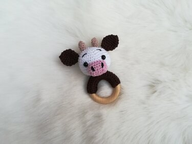 Crochet Pattern Cow Rattle, crochet Babyrattle