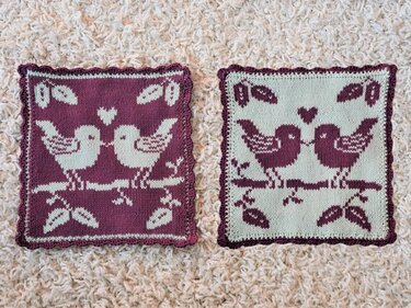 Strickanleitung Tuch / Waschlappen "Love Birds" - in Doubleface