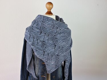 Knitting Pattern PDF Asymmetrical Triangle Shawl – Wave Texture Shawl
