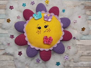 Häkelanleitung "Schmuse-Blume" (Dekokissen, Spieluhr)