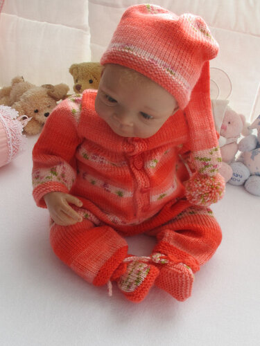 Strickanleitung MOdell BUNT4 3-teilig Gr. 50/56 für Baby und Reborn