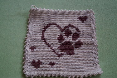 Tapestry Häkeln , Topflappen Hundepfote 2 Motive - Bild 3