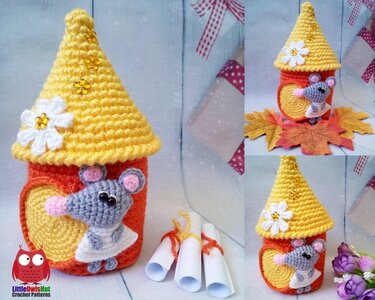 236 Crochet Pattern - Rat or Mouse in a summer house - Amigurumi PDF file by Knittoy CP