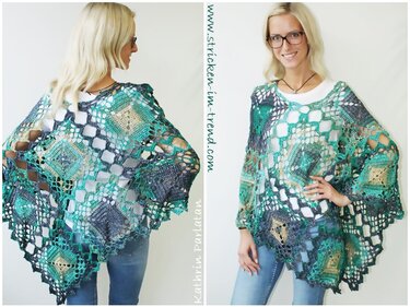 Crochet pattern for women's poncho | Crochet Poncho TROPICAL #6
