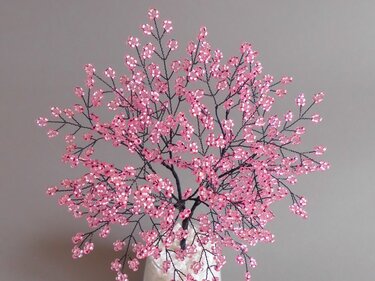 Sakura cherry blossom bonsai from beads and wire - and love - Crafts
