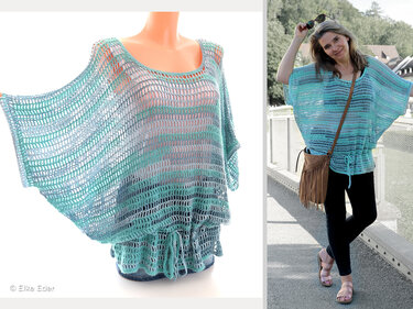 Batwing Sleeves Sweater “Turquoise” - Crochet Pattern