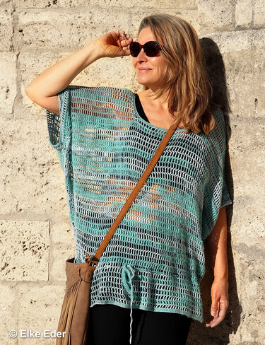 Batwing Sleeves Sweater “Turquoise” - Crochet Pattern - Image 2