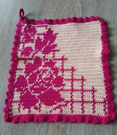 Topflappen Rose am Spalier Tapestry Häkelei - Bild 2
