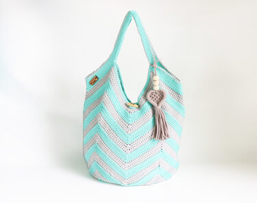 Casual & beach bag # 2 (knitted look , Size 43 x 52 cm) - Crochet