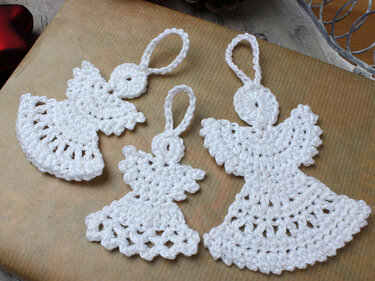 Engel in drei Größen - Schutzengel, Anhänger, Tischdeko - Häkeln