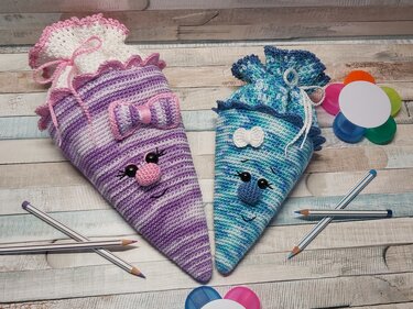 Häkelanleitung Schultüte-Zuckertüte (zum Befüllen, Größe variabel)