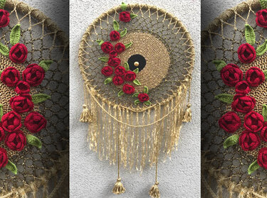 glitzernder Traumf&auml;nger "GOLDRAUSCHRosen" - Häkeln