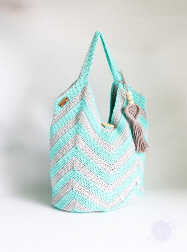 Casual & beach bag # 2 (knitted look , Size 43 x 52 cm) - Crochet