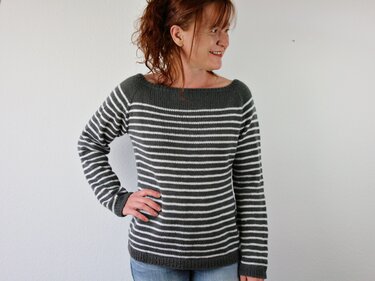 Strickanleitung einfacher Raglanpullover "Stripes and Buttons"
