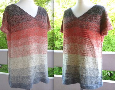 Rhombo - V-Ausschnitt-Shirt aus einem Farbverlaufsbobbel - Stricken