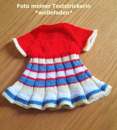Buntes Raglankleidchen für Puppen - Strickanleitung