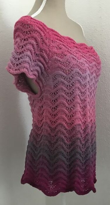 Wellentanz Tunika Oneshoulder Strickanleitung