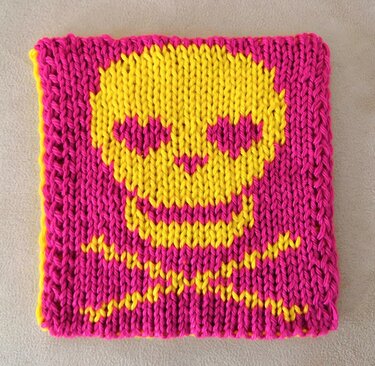 Anleitung Grundlagen Doubleface Stricken - Untersetzer "Totenkopf Skully"