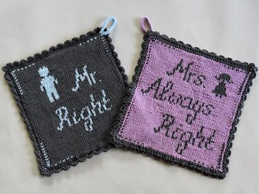 Strickanleitung Topflappen "Mr. & Mrs. Right" - in Doubleface