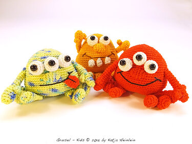 ebook monster Häkelanleitung Grusel Kids Amigurumi von Katja Heinlein Anleitung Häkelmuster, Fantasie Spielzeug kinder Jungs halloween bunt