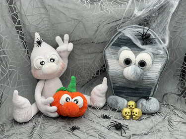 Gothigurumi - "Halloween 2021 XXL - Komplettpaket" **nachtleuchtend** - Häkeln