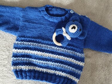 Strickanleitung Baby Pulli ohne Seitennaht Größe 68/74!