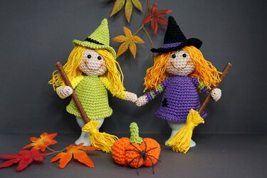 Häkelanleitung Eierwärmer Hexen mit Besen und Kürbis - PDF Datei