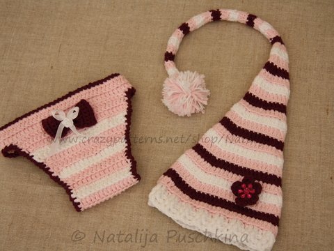 Häkelanleitung für ein  Baby-Set – Zwergmütze & Windelhöschen